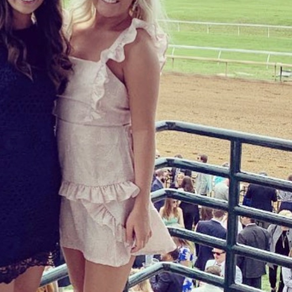 Pink and white ruffled dress